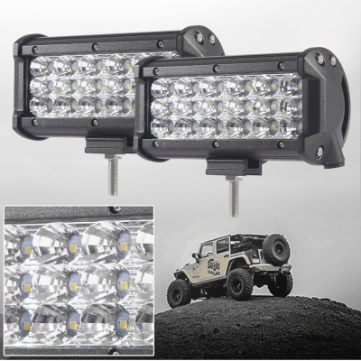7 Inch Off Road LED Light Bar 54W 60 Degree Flood Beam Car Light For Off Road, Truck, 4WD, BOAT, JEEP, Pack of 2