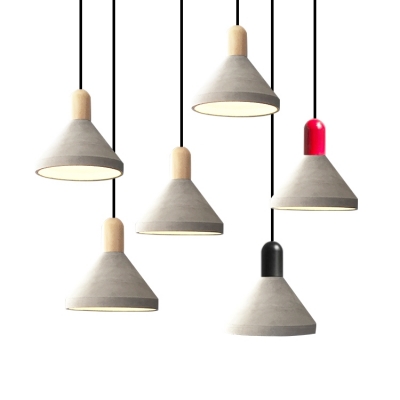 

Concrete Pendant Light Cone Shade, Black;red;wood