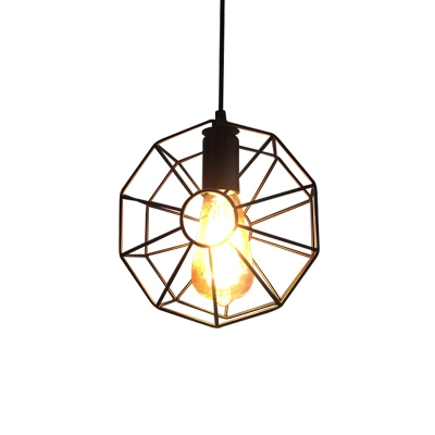 Industrial Hanging Pendant Light with Novelty Wheel Shade in Black