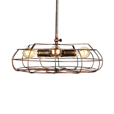 Rust Iron Five Light LED Close to Ceiling Light in Vintage Industrial Style