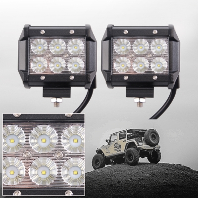 4 Inch Off Road LED Light Bar CREE LED 18W 60 Degree Flood Beam Car Light For Off Road, Truck, 4WD, BOAT, JEEP, Pack of 2