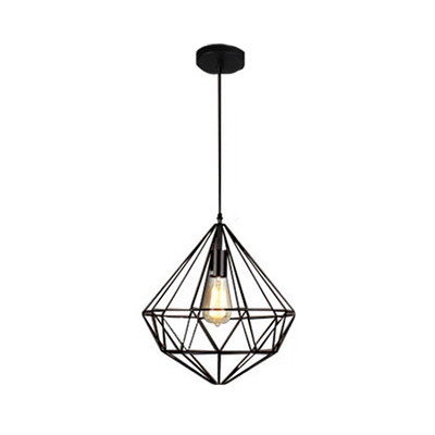 

Industrial Pendant Light 14" High with Nordic Bird Cage in Black