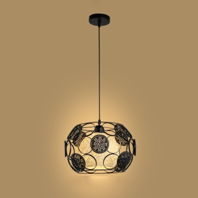 

Industrial Pendant Light with Hollow out Shade in Black, Black;white, HL444237