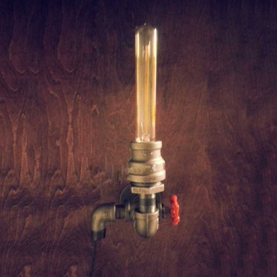 

Industrial Water Pipe Wall Sconce with Valve Accent 14'' Height, Uplighting