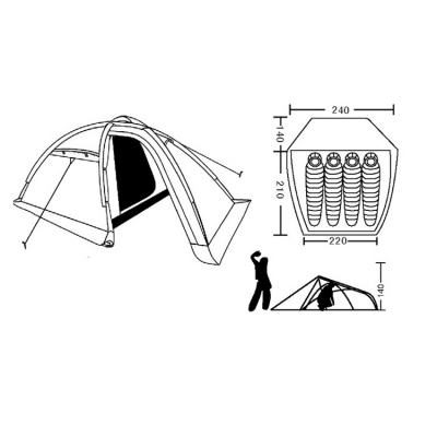 Easy up Lightweight 3-Person Camping Waterproof 3-Season Geodesic Tent- Orange