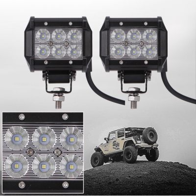 4 Inch Off Road LED Light Bar 18W 30 Degree Spot Beam Car Light For Off Road, Truck, 4WD, BOAT, JEEP, Pack of 2