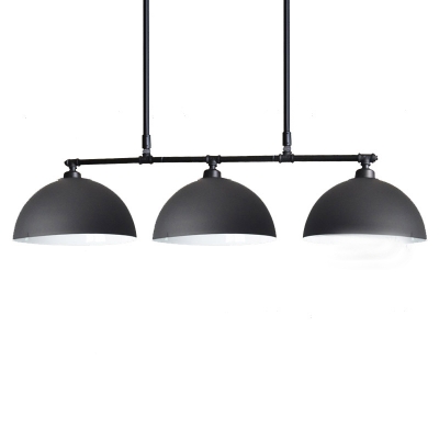Industrial 3 Light Island Lighting with Black Dome Shade