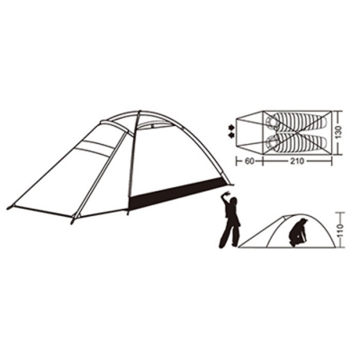Windproof 2-Person 4-Season Lightweight Mountaineering Camping Tunnel Tent