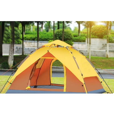 Instant Self Quick Pitch Outdoors 3-Person Camping 3-Season Dome Tent- Orange