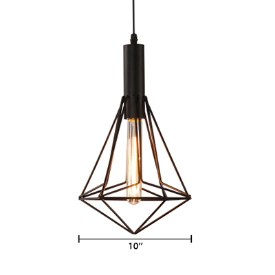 Industrial Pendant Light LOFT with Wire Metal Cage in Gold