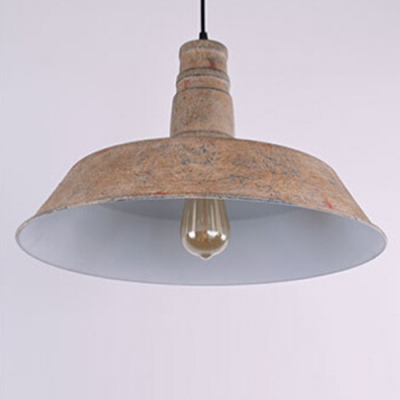 Industrial Single Pendant Light Edison Retro with Sand Pattern Shade in White