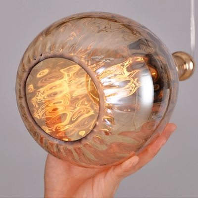 Ripple Glass Tear Drop Pendant Light Modern Chic 1 Light Hanging Light Fixture in Gold Finish