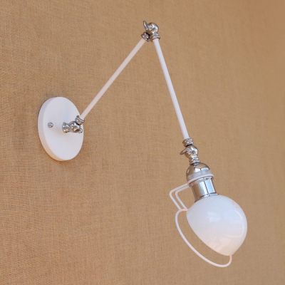 Vintage Swing Arm Wall Sconce in White