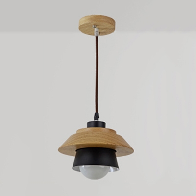 

Industrial Simple Wood Pendant Light Indoor Light Fixture for Study