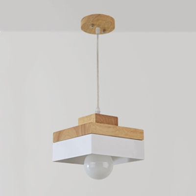 Industrial Simple Wood Pendant Light Kitchen Light Fixture in Square Shape