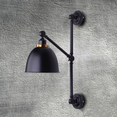 Industrial Sconce with Bowl Shade, Vintage Black