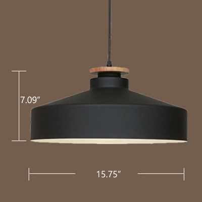 Industrial Pendant Light with Cylinder Shade in Black and Wood Finished for Warehouse