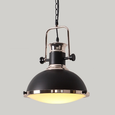 Industrial Single Pendant Light with Dome Shade, Matte Black