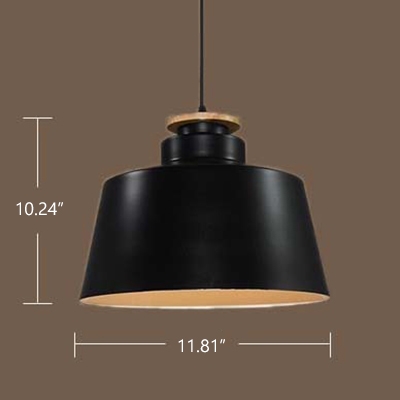 

Industrial Pendant Light Conical Shade in Black and Wood Finished, HL445862