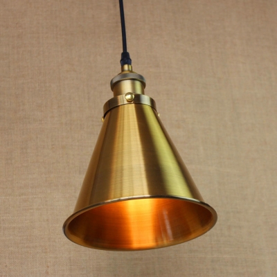 Vintage Pendant Light with Coolie Shade in Antique Brass