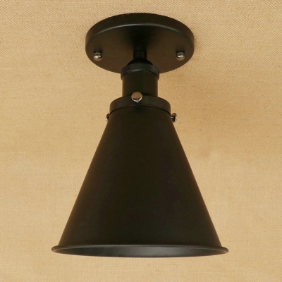 

Vintage Semi Flush Light with Coolie Shade, Satin Black, HL448766