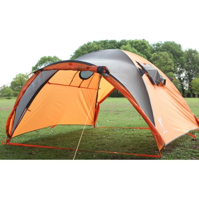3-Person 4-Season Geodesic Tent for Winter Camping, Mountaineering and Fishing with Fiberglass Poles (Orange)