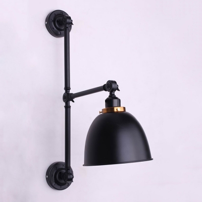 Industrial Sconce with Bowl Shade, Vintage Black
