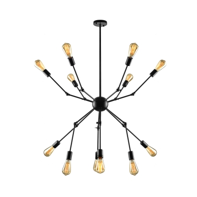 Atomic Style 12 Light LED Chandelier in Black