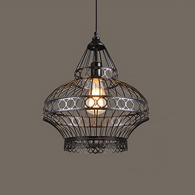 Industrial Hanging Pendant Light E26/E27 Lighting in Black with Vintage Lantern Shade