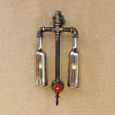 Industrial LOFT Wall Sconce G4 LED Lighting Retro Pipe Fixture with Clear Glass Shade