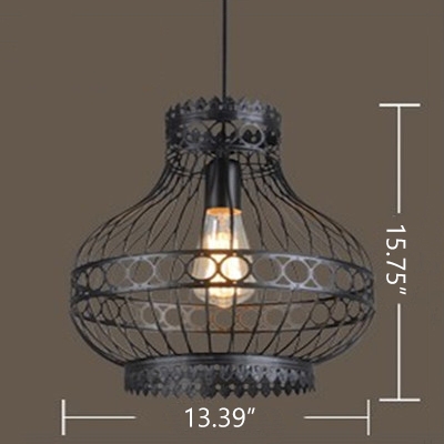 Industrial Vintage Hanging Pendant Light E27 Lighting with Vase Shade in Black