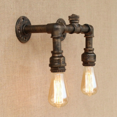 Industrial Wall Light LOFT Pipe Open Bulb Style Hallway in Bronze
