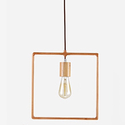 

Industrial Vintage Single Pendant Light Open Bulb Style with Square Metal Frame, HL449415