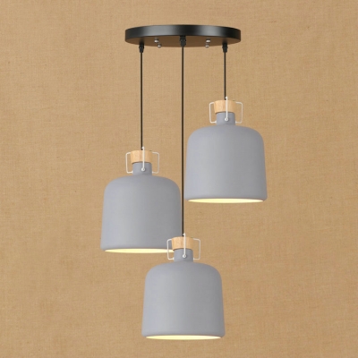 

Industrial 3 Light Multi Light Pendant with 10.2''W Cylinder Shade, Grey, HL448862