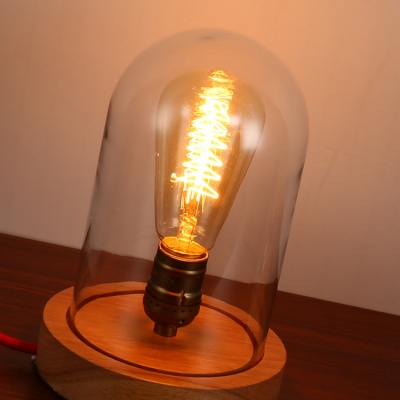 Industrial Desk Lamp with 7.2''W Wooden Base