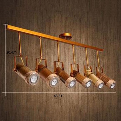 Industrial Semi Flushmount Ceiling Light 6 Light with Cylinder Shade