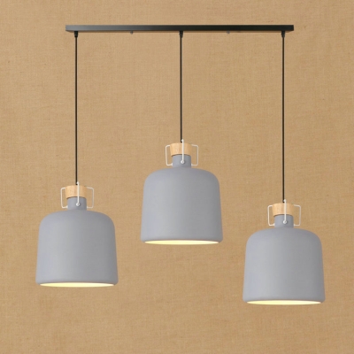 Industrial 3 Light Multi Light Pendant with Cylinder Shade, Gray