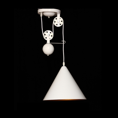 Industrial Extendable Pendant Light with Black Cone Shade