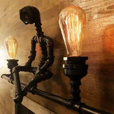 Industrial 2 Light Pipe Wall Lamp 36
