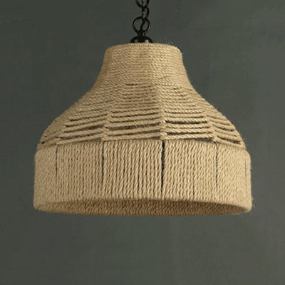 Industrial Hanging Pendant Light with Rope Shade in Vintage Style for Indoor Lighting