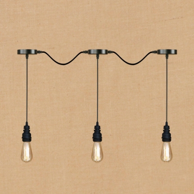 

Industrial Retro Multi Light Pendant Light 3 Light Pipe Fixture Body Simple Design in Black, HL448906