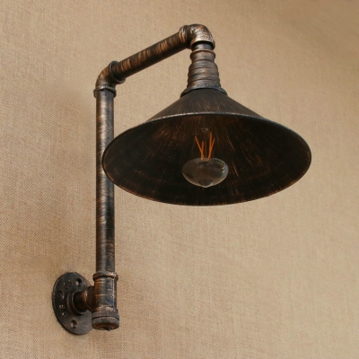Industrial Wall Light E27 LED with Metal Shade LOFT Arc Pipe Fixture Arm