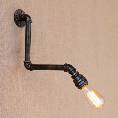 Industrial Wall Light with Pipe Fixture Arm Bare Bulb Style for Diner/Bar