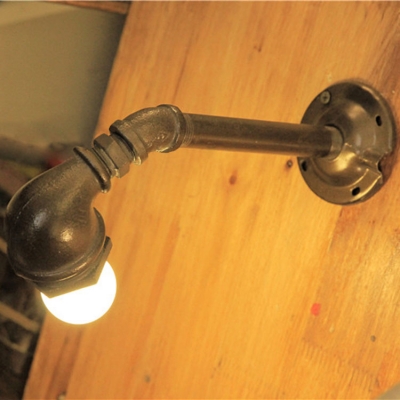 Industrial Wall Sconce LOFT Pipe Design in Open Bulb Style, Color Option