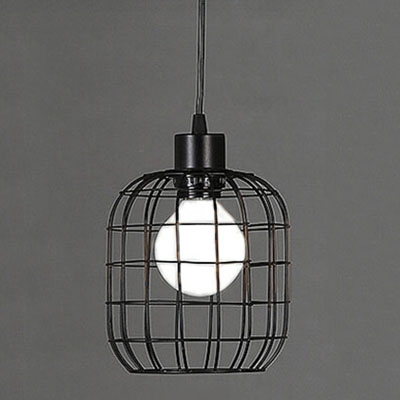 

Industrial Wrought Iron Hanging Pendant Light with Square Metal Cage Frame in Black