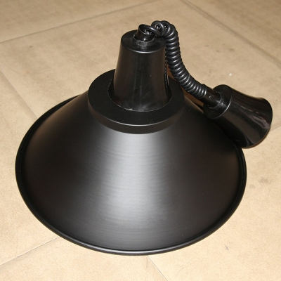 Industrial Extendable Single Pendant Light with Black Cone Shade
