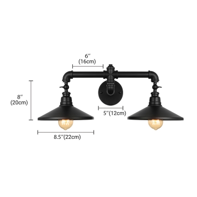 Industrial Wall Sconce with Coolie Metal Shade E27 LED Lighting in Aged Bronze