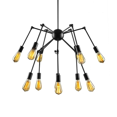 Atomic Style 12 Light LED Chandelier in Black