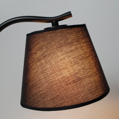 Industrial Metal Desk Lamp with Wood Base, Black/White