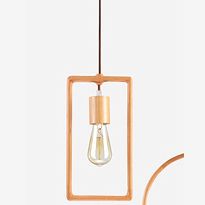 

Industrial Vintage Hanging Pendant Light Open Bulb Style with Rectangle Metal Frame, HL449414